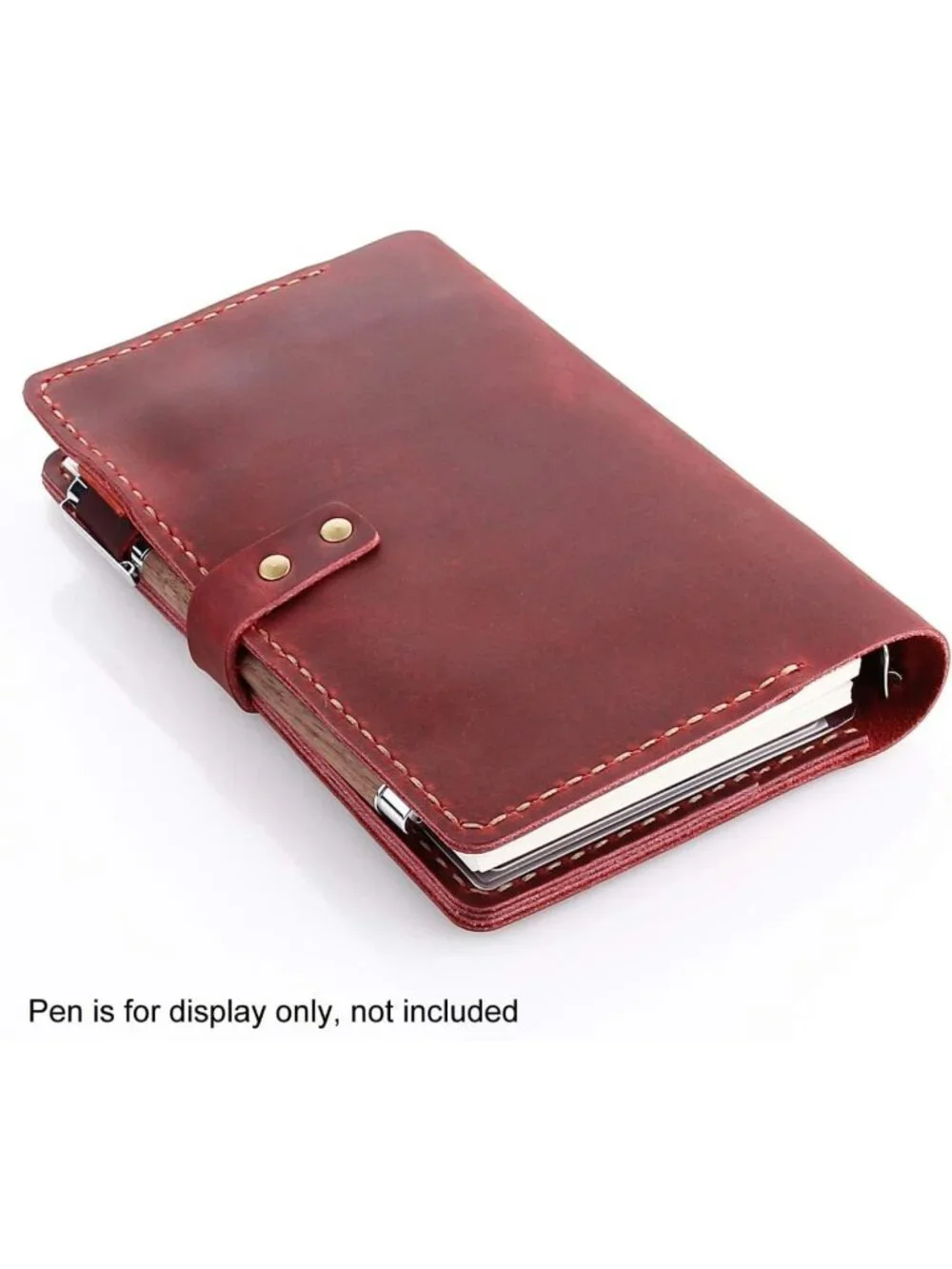 Vintage Genuine Leather A6 Journal Notebook, Refillable Ring Binder Diary